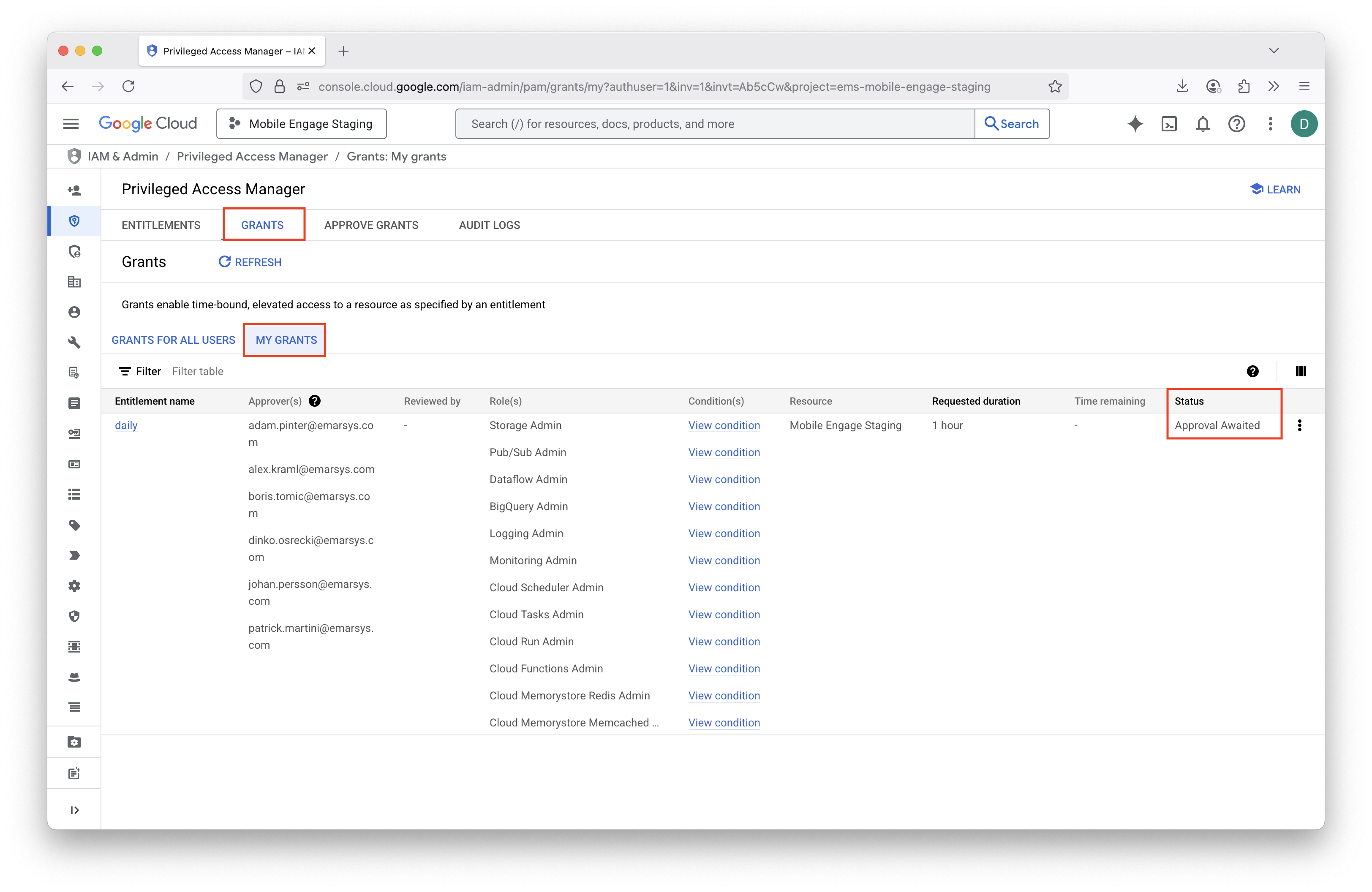 PAM grant awaiting approval