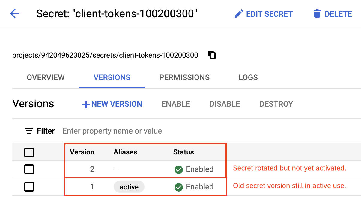 New secret version created