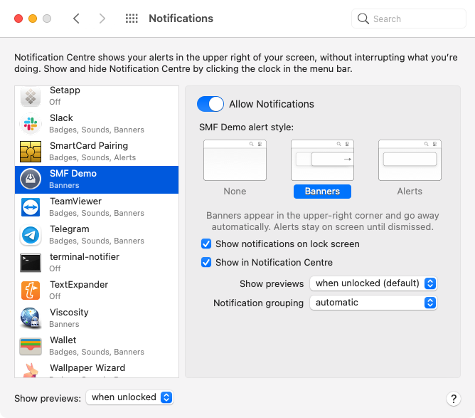 Website System Notification Settings